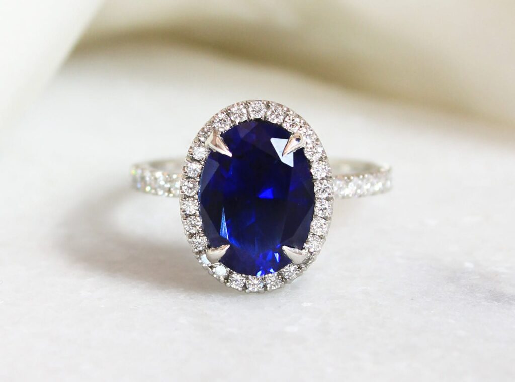 Sapphire Halo Engagement Ring